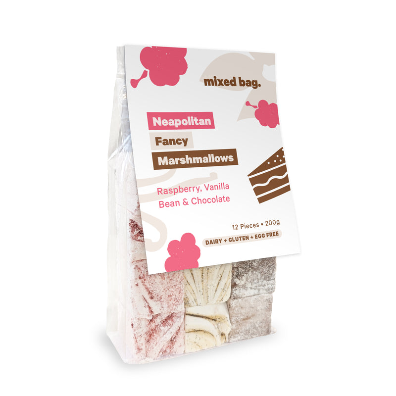 Neapolitan Fancy Marshmallows - Chocolate, Vanilla Bean and Raspberry